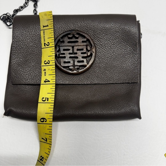 evoke Elegant brown/ charcoal Leather Crossbody mini Bag - Picture 9 of 9